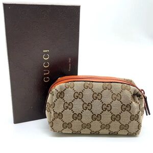 Gucci Beige and Brown Monogram Pouch